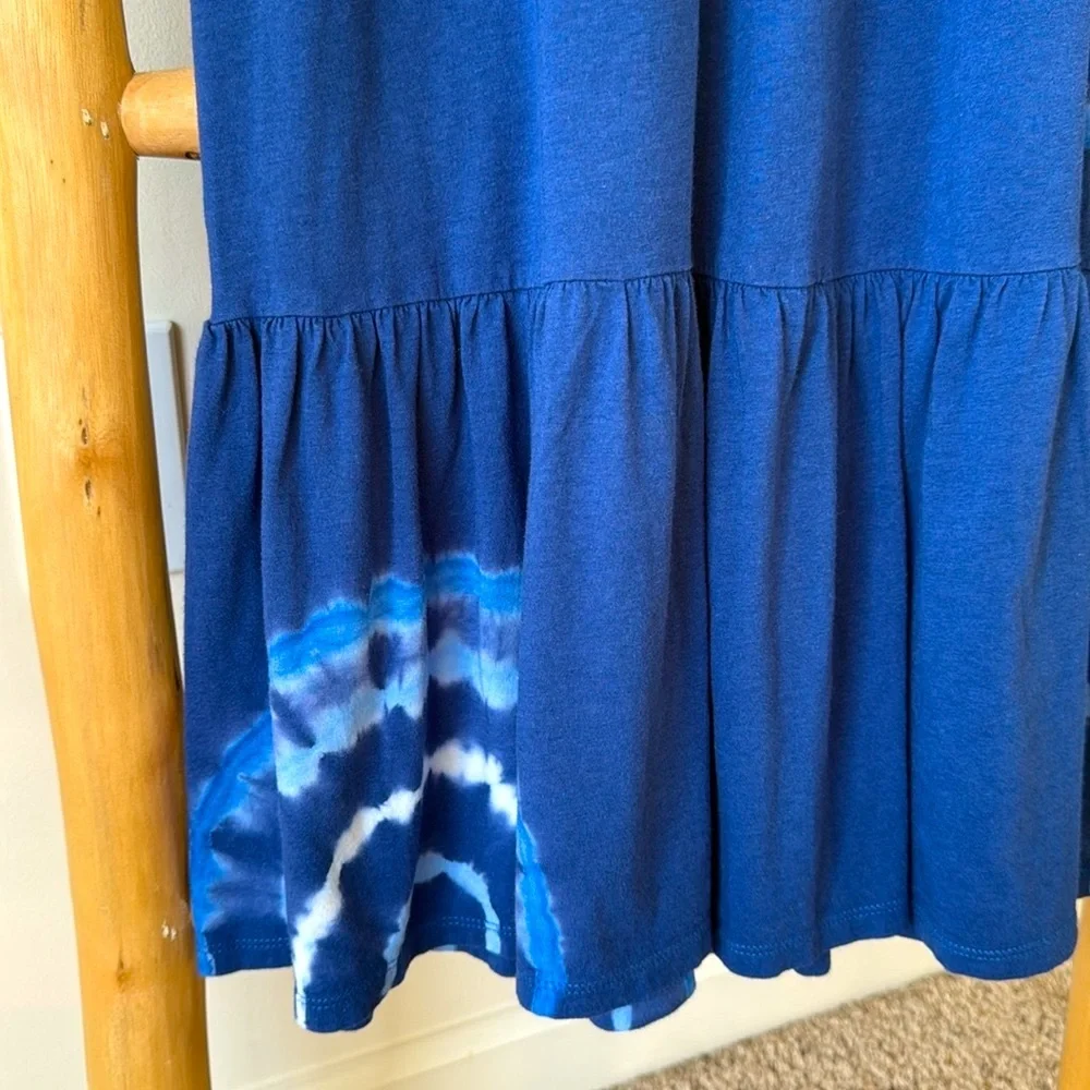Michael Kors Blue Tie-Dye Midi Dress Sleeveless Sundress Tiered